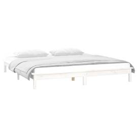 Cadru de pat cu led, alb, 120x200 cm, lemn masiv, 5 image