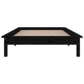 Cadru de pat cu led, negru, 90x200 cm, lemn masiv, 7 image