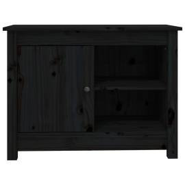 Comodă tv, negru, 70x36,5x52 cm, lemn masiv de pin, 6 image