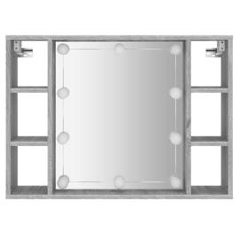 Dulap cu oglindă și led, gri sonoma, 76x15x55 cm, 7 image