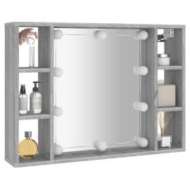 Dulap cu oglindă și led, gri sonoma, 76x15x55 cm, 6 image