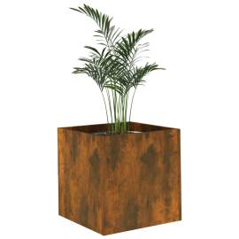 Jardinieră cutie, stejar fumuriu, 40x40x40 cm, lemn compozit, 4 image