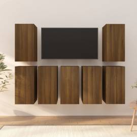 Comode tv, 7 buc., stejar maro, 30,5x30x60 cm, lemn prelucrat