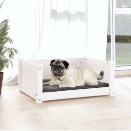 Pat pentru câini, alb, 65,5x50,5x28 cm, lemn masiv de pin, 3 image