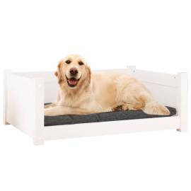Pat pentru câini, alb, 75,5x55,5x28 cm, lemn masiv de pin, 4 image