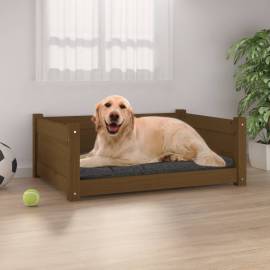Pat pentru câini, maro, 75,5x55,5x28 cm, lemn masiv de pin