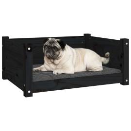 Pat pentru câini, negru, 65,5x50,5x28 cm, lemn masiv de pin, 4 image