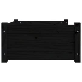 Pat pentru câini, negru, 75,5x55,5x28 cm, lemn masiv de pin, 6 image