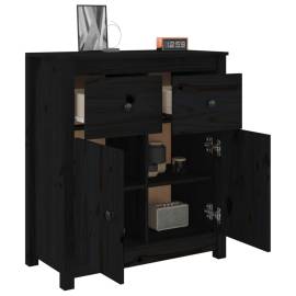 Servantă, negru, 70x35x80 cm, lemn masiv de pin, 5 image