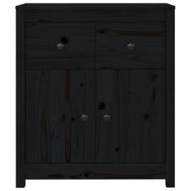 Servantă, negru, 70x35x80 cm, lemn masiv de pin, 6 image