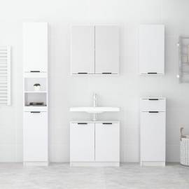 Set dulapuri de baie, 5 piese, alb, lemn prelucrat, 3 image