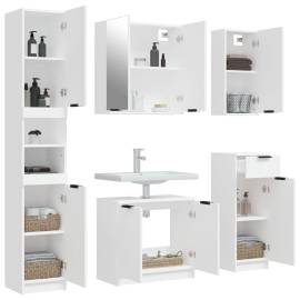 Set dulapuri de baie, 5 piese, alb, lemn prelucrat, 4 image