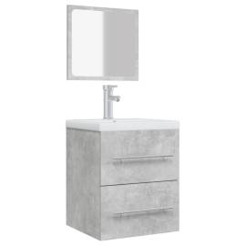Dulap de baie cu oglindă, gri beton, 41x38,5x48 cm, 4 image