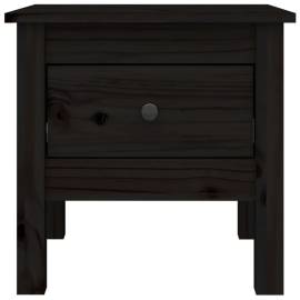 Masă laterală, negru, 40x40x39 cm, lemn masiv de pin, 6 image