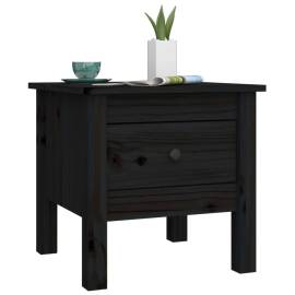 Masă laterală, negru, 40x40x39 cm, lemn masiv de pin, 4 image