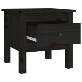 Masă laterală, negru, 40x40x39 cm, lemn masiv de pin, 7 image