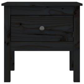 Masă laterală, negru, 50x50x49 cm, lemn masiv de pin, 6 image