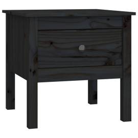 Masă laterală, negru, 50x50x49 cm, lemn masiv de pin, 2 image