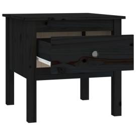Masă laterală, negru, 50x50x49 cm, lemn masiv de pin, 7 image