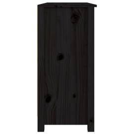 Servantă, negru, 100x35x74 cm, lemn masiv de pin, 8 image