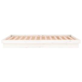 Cadru de pat cu led super king 6ft, alb, 180x200 cm, lemn masiv, 8 image