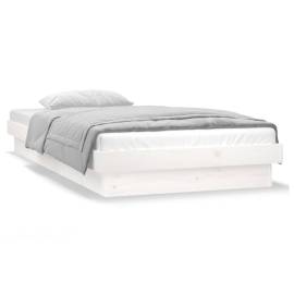 Cadru de pat cu led, mic single 2ft6, alb, 75x190 cm lemn masiv, 6 image