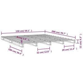 Cadru de pat king size 5ft, negru, 150x200 cm lemn masiv de pin, 8 image