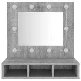 Dulap cu oglindă și led, gri sonoma, 60x31,5x62 cm, 5 image