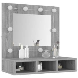 Dulap cu oglindă și led, gri sonoma, 60x31,5x62 cm, 11 image