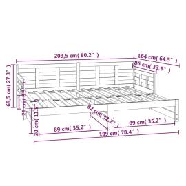 Pat de zi extensibil, negru, 2x(80x200) cm, lemn masiv de pin, 10 image