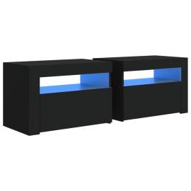 Noptiere cu led-uri, 2 buc., negru, 60x35x40 cm, 2 image