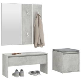 Set de mobilier pentru hol, gri beton, lemn prelucrat, 4 image