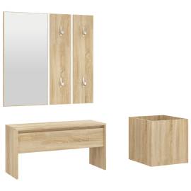 Set de mobilier pentru hol, stejar sonoma, lemn prelucrat, 2 image