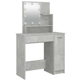 Set măsuță de toaletă cu led, gri beton, lemn prelucrat, 8 image