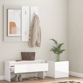Set mobilier pentru hol, alb extralucios, lemn prelucrat, 3 image