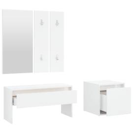 Set mobilier pentru hol, alb extralucios, lemn prelucrat, 6 image