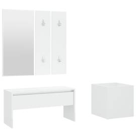 Set mobilier pentru hol, alb extralucios, lemn prelucrat, 2 image