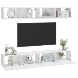 Dulapuri tv de perete, 4 buc., alb extralucios, 100x30x30 cm, 3 image