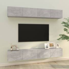 Dulapuri tv de perete, 4 buc., gri beton, 100x30x30 cm
