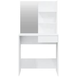 Set măsuță de toaletă, alb extralucios, 74,5x40x141 cm, 6 image