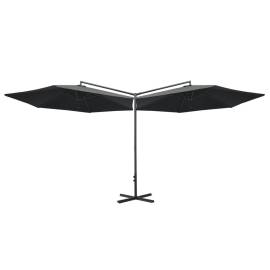 Umbrelă de soare dublă cu stâlp din oțel, antracit, 600 cm, 4 image