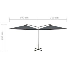 Umbrelă de soare dublă cu stâlp din oțel, antracit, 600 cm, 8 image