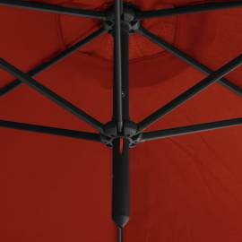 Umbrelă de soare dublă cu stâlp din oțel, cărămiziu, 600 cm, 3 image