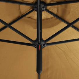 Umbrelă de soare dublă cu stâlp din oțel, gri taupe, 600 cm, 3 image
