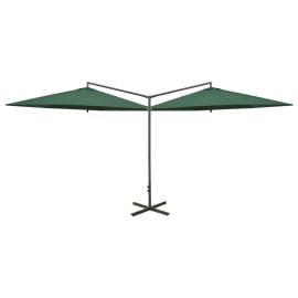 Umbrelă de soare dublă cu stâlp din oțel, verde, 600 cm, 2 image