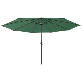 Umbrelă de soare exterior, led-uri & stâlp metal, verde, 400 cm, 3 image