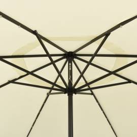 Umbrelă de soare exterior, led-uri & stâlp metal nisipiu 400 cm, 2 image