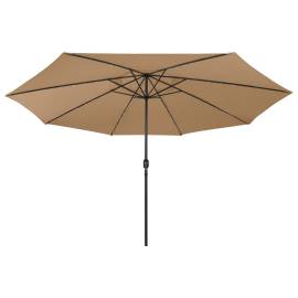 Umbrelă de soare exterior, led-uri&stâlp metal gri taupe 400 cm, 4 image