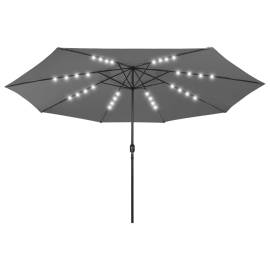 Umbrelă de soare exterior led-uri & stâlp metal antracit 400 cm