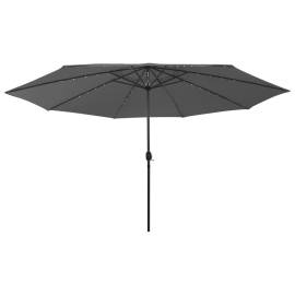 Umbrelă de soare exterior led-uri & stâlp metal antracit 400 cm, 3 image